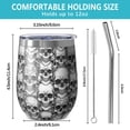 thumbnail image 5 of 12oz Stemless Wine Tumblers Black White Skull Stack Pattern Vacuum Insulated Stainless Steel Travel Tumbler Cups Mug with Lid and Straw for Champaign,Cocktail,Beer with Cleaning Brush, 5 of 5