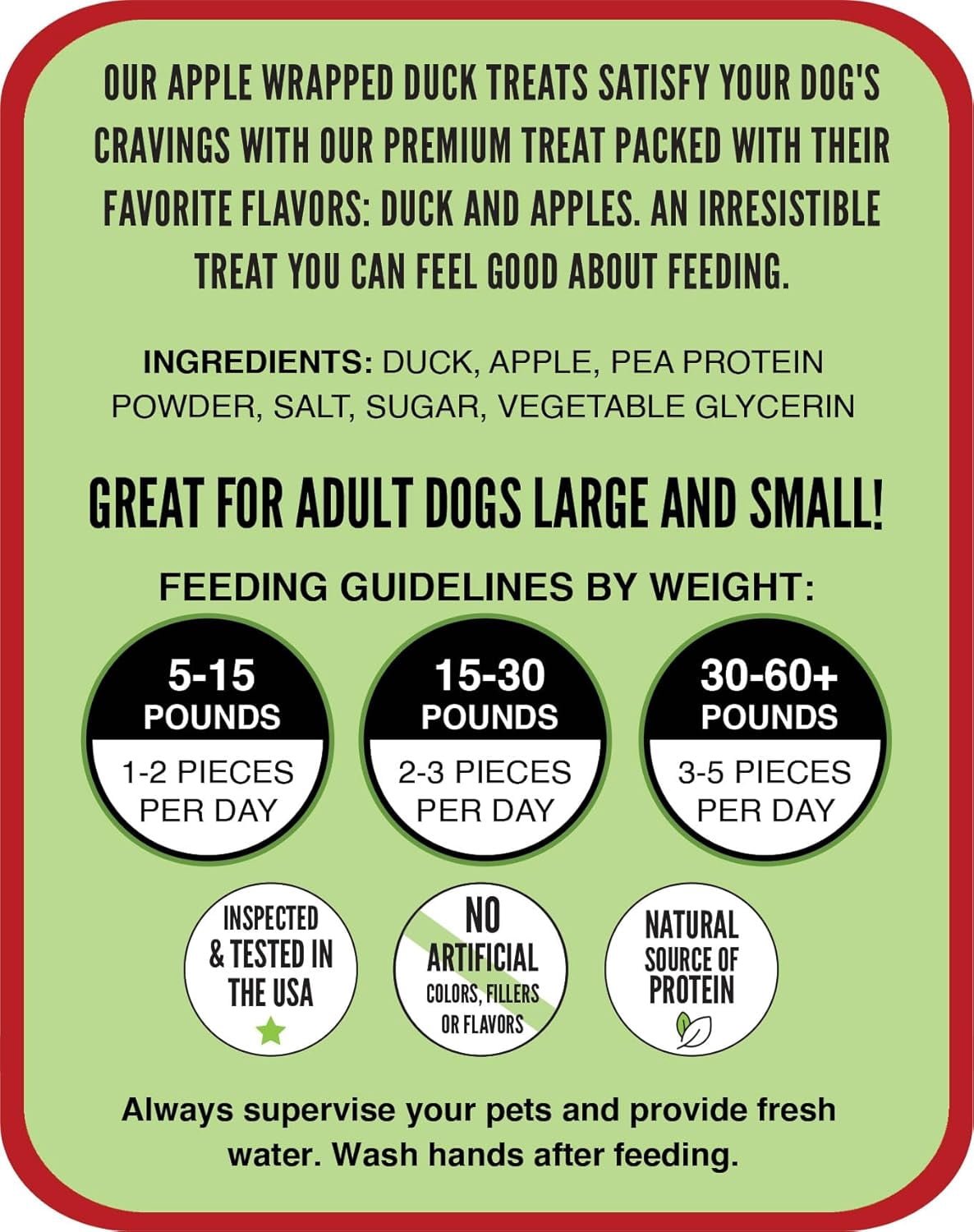 Hubert Pet Gourmet All Natural Duck Wrapped Apple Dog Treats, Grain Free, Low Ingredient, USA Tested - 2.5 lb Super Value Pack
