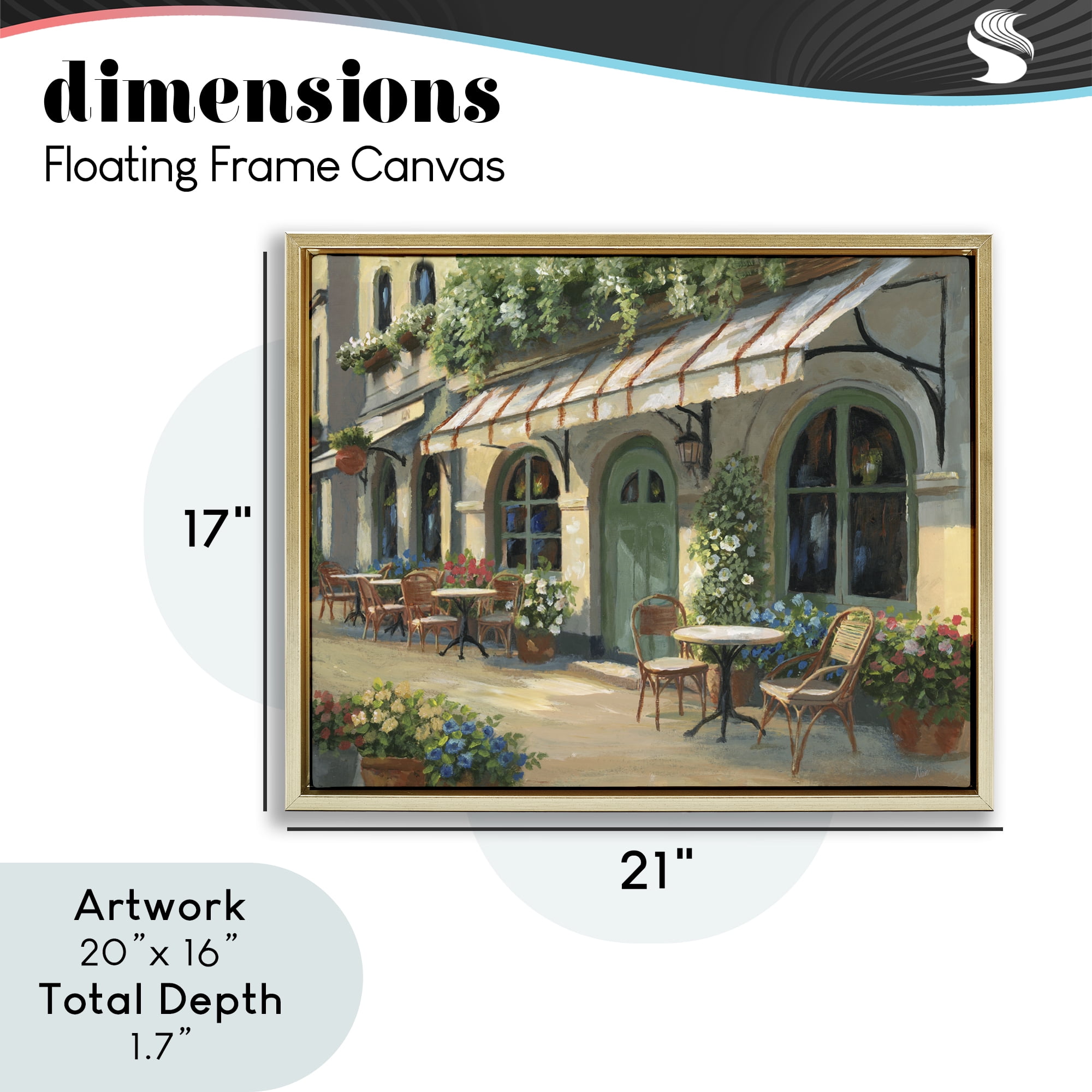 Stupell Industries Cozy Cafe Sunlit Patio Gold Framed Floater Canvas Wall Art, design by Nan