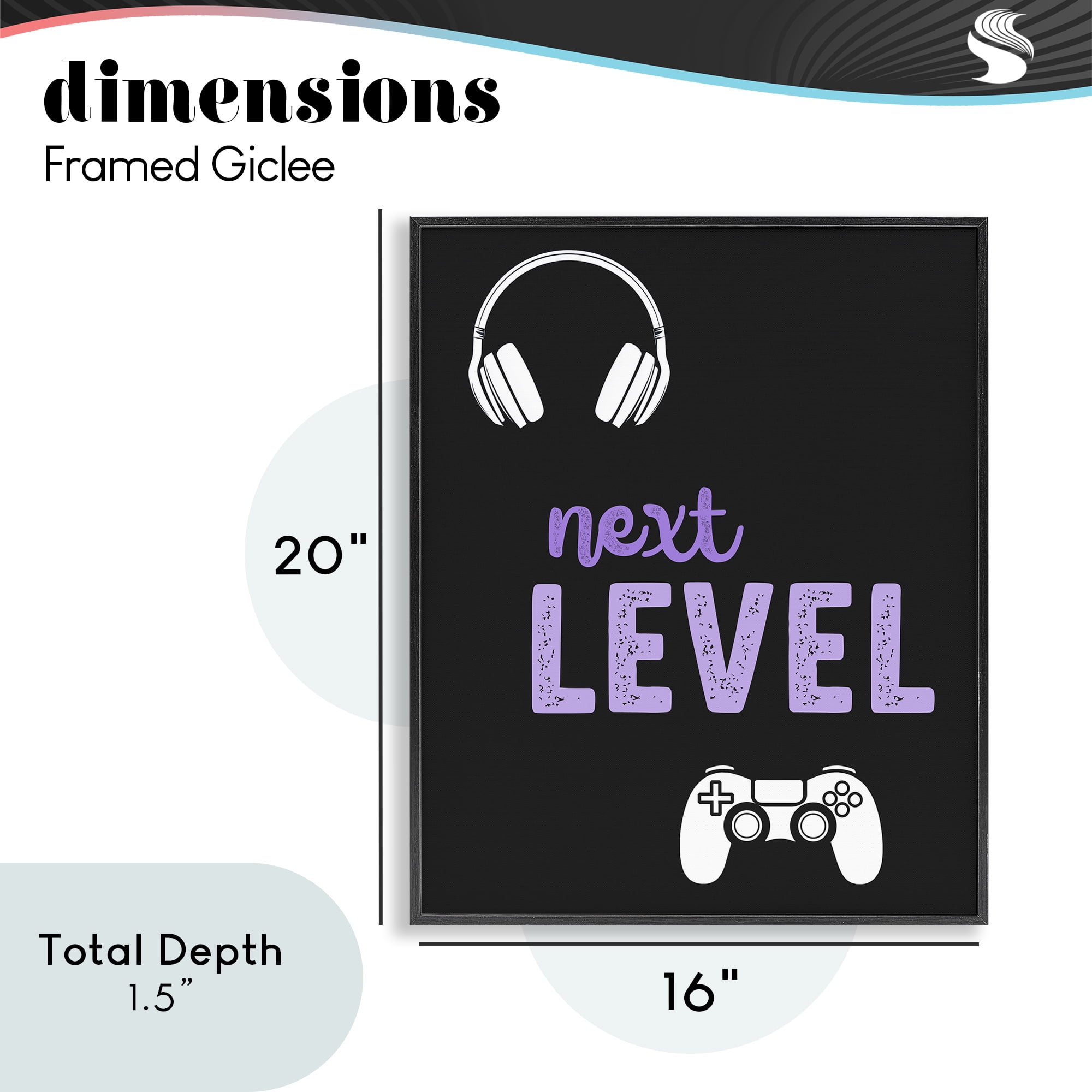 Next Level Headset & Controller Black Framed Giclee Art, design by Christine Simpson Art