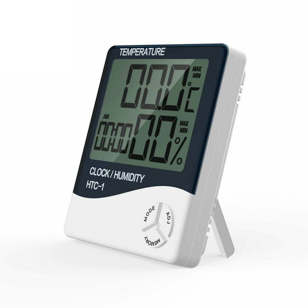New Digital LCD Temperature Humidity Meter Clock Indoor Hygrometer Thermometer 
