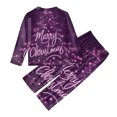 thumbnail image 4 of Yuaguia Family Matching Christmas Pajamas, Merry Christmas Letter Purple Sparkle Print Long Sleeve Top and Matching Lounge Pants Sleepwear Set, Kids 4 Years, 4 of 7