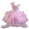thumbnail image 2 of BRGZLK Girl Princess Dress Fashion Cute Sleeveless Round Neck Birthday Banquet Performance Gown Mesh Kid Gown Dress Pink A 5-6 Years, 2 of 5