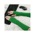 thumbnail image 5 of INSPIRE CHIC Unisex Classic Fashion Stretch Fingerless Arm Warmers Oversleeve Gloves Green One Size, 5 of 6