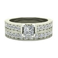 thumbnail image 4 of Princess Cut Cathedral Accented Diamond Wedding Ring Set 1.10 Carat Total Weight 14K White Gold (H,SI1), 4 of 5