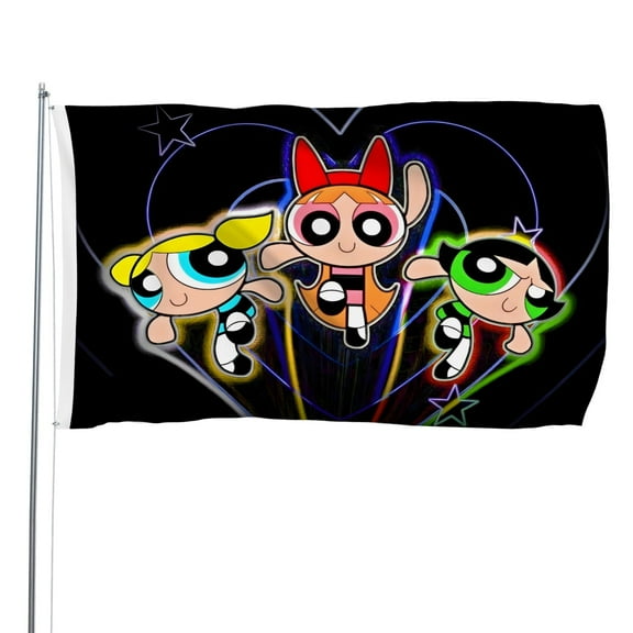 The Powerpuff Girls-themed Printed Flag Perfect gift for fans, friends, and family members, and suitable for indoor and outdoor activities, party decorations.16"x24" (40cm×60cm)