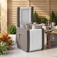 thumbnail image 2 of Gymax Deck Box Patio Container w/ Lockable Lid Weatherproof Plastic Storage Bin Brown & White, 2 of 9