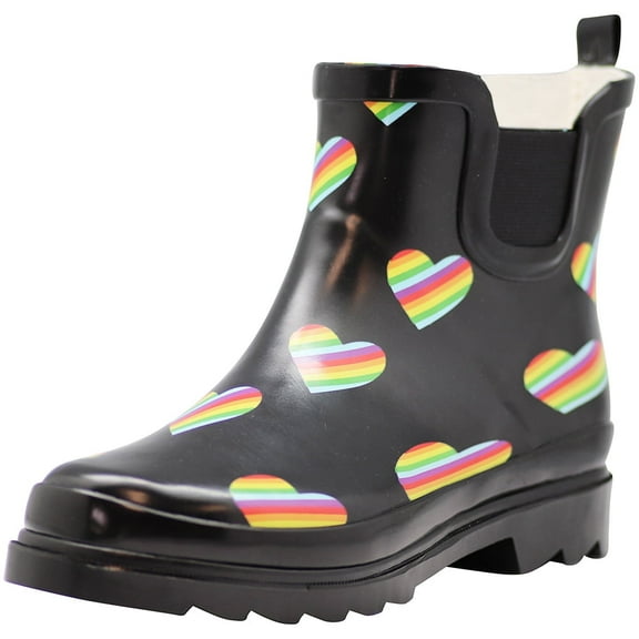 Norty Women’s Ankle High Rain Boots – Waterproof 6 inch Rubber Winter Spring and Garden Boots - runs a 1/2 size large