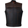 thumbnail image 3 of SOA Men's Leather Armor Motorcycle Vest - 100% Genuine Cowhide Biker Paisley Orange 3XL, 3 of 8