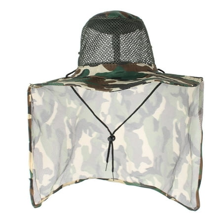 Fishing Camping Camouflage Pattern Roll Up Brim Back Hood Nylon Hat Cap for Men