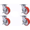 thumbnail image 1 of 6" X 2" Swivel Caster Set - Heavy Duty Polyurethane Wheel on Steel Hub with Top Lock Brake - 1,200lb ea (4) Tool Box Set, 1 of 4