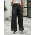 thumbnail image 5 of EMMIOL Women's Wide Leg Jeans Mid Waist Stretchy Loose Fit Jeans Baggy Boyfriend Denim Pants with Cuffed Hem, 5 of 6
