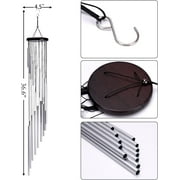 BSHAPPLUS® 36 Silver Wind Chimes for Outside,Memorial Wind Chimes with 18 Aluminum Tubes and S Hook,Clearance Wind Chimes for Home Garden Hanging Decor