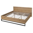 thumbnail image 2 of Christopher Knight Home King Bed Frame with Headboard, Two-Tone Platform Design, Natural+Black, 2 of 7