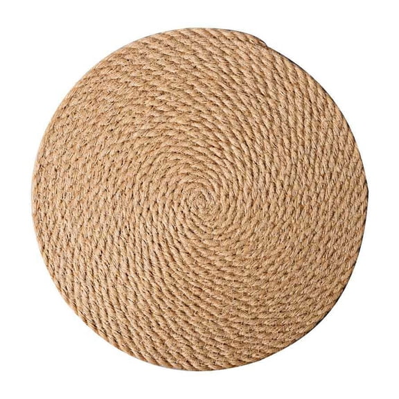 Woven Placemats 14 inch Round Braided Placemat for Dining Table Heat Resistant Anti-slid Jute Mats Table Mat for Dish Plate Pot Teapot