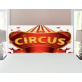 thumbnail image 1 of Circus Headboard, Circus Sign Baroque Style Big Top Enjoyment Theme Marquee Nightlife Retro, Upholstered Decorative Metal Bed Headboard with Memory Foam, Full Size, Yellow White Red, by Ambesonne, 1 of 4