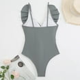 thumbnail image 4 of TIMIFIS Women's V Neck One Piece Swimsuit Ruffled Lace Up Monokini, 4 of 5