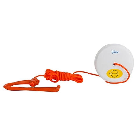 Secure Wireless Caregiver Alert System - Wireless Toilet Pull Cord Alert Connects to CAS-PGR Pager  – One Year Warranty