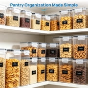 Sindcom Airtight Food Storage Containers Set, 14pcs Plastic Kitchen and Pantry Organization Canisters, Black