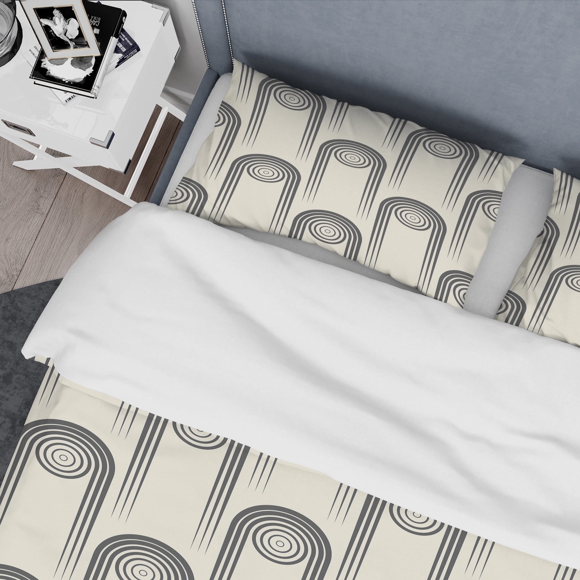 Designart 'Retro Curved Minimal Geometric Ornament II' Mid-Century Modern Duvet Cover Set