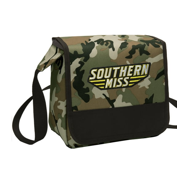 CAMO Southern Miss Lunch Bag Stylish OFFICIAL USM Golden Eagles CAMO Lunchbox Cooler for School or Office - Men or Women