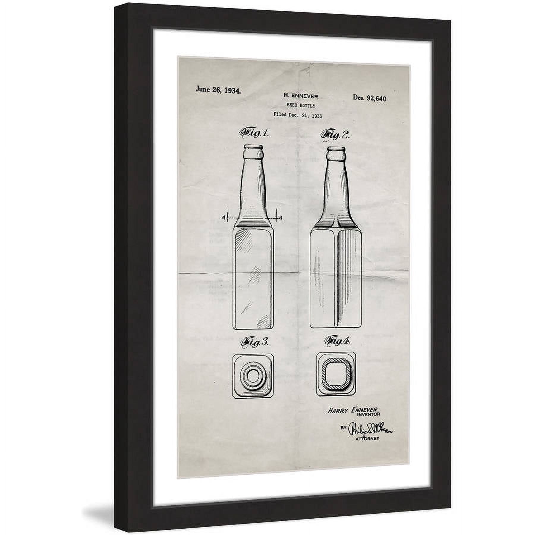 "Beer Bottle 1933 Old Paper" Framed Painting Print