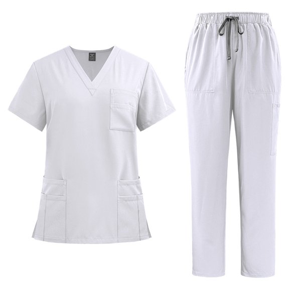 LYMAYTER Women Nurse Uniform Set Moisture Quick Dry Medical Uniform Nurse Starter Short Sleeve Set S-2XL