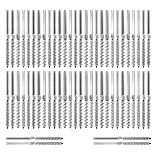30 Pairs Left&Right Hand Thread Lag Screws for 1/8 inch Cable Railing Stair DeCk Railing for Wood Post Lag Screw Swage System
