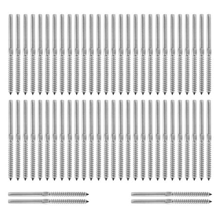 

PCFVRKA 30 Pairs Left&Right Hand Thread Lag Screws for 1/8 inch Cable Railing Stair DeCk Railing for Wood Post Lag Screw Swage System