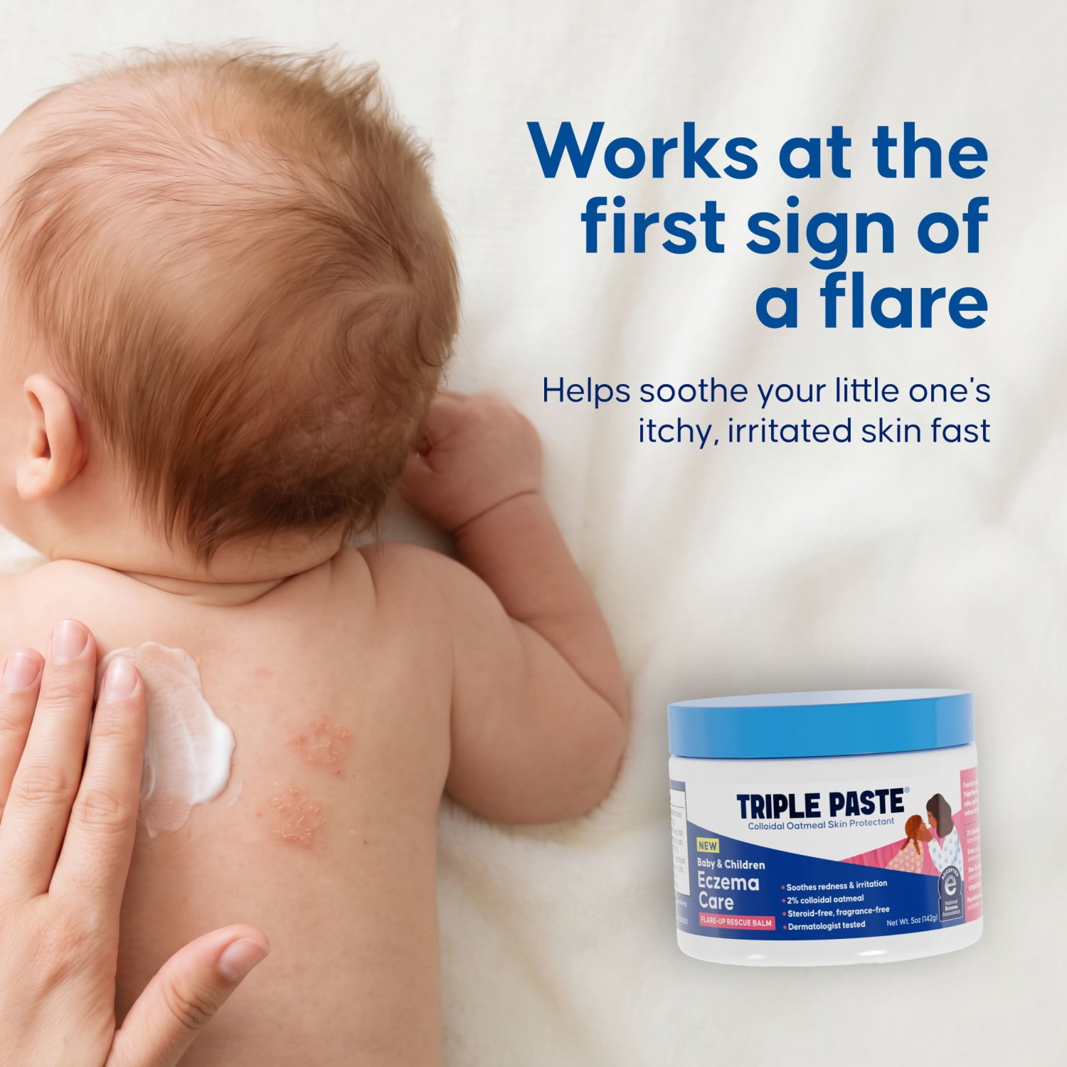Triple Paste Baby & Children Eczema Care Flare-Up Rescue Balm, with 2% Colloidal Oatmeal & 1% Ectoin, 5 oz