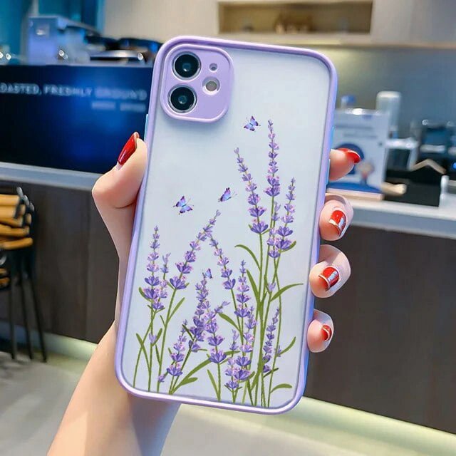 Hand Painted Phone Case For iphone 15 X XS MAX XR Flower Shockproof Case For iPhone 7 8 Plus SE 2 13 12 11 14 pro MAX Cover LXY