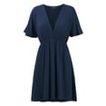 thumbnail image 2 of Made by Johnny Women's Airy Short Sleeve Kimono Style Deep V Neck Dress Top S-3XL Plus Size XXL NAVY, 2 of 3