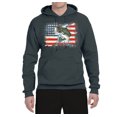 thumbnail image 2 of Wild Bobby, American Flag Jumping Largemouth Bass Fish, Fishing, Unisex Graphic Hoodie Sweatshirt, Charcoal, X-Large, 2 of 3
