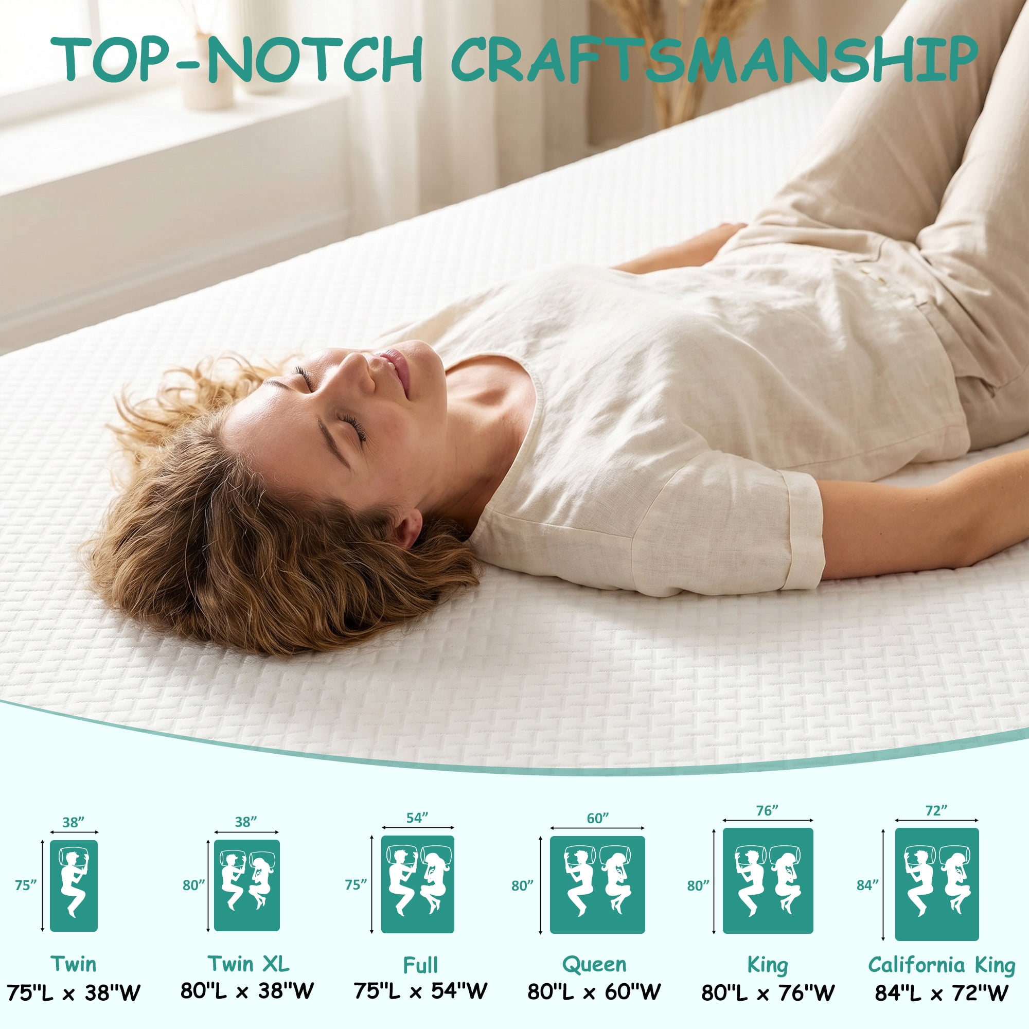 8 inches Twin XL Mattress,Memory Foam Mattress Bed in a Box with Cooling Green Tea Gel, Medium Firm Support