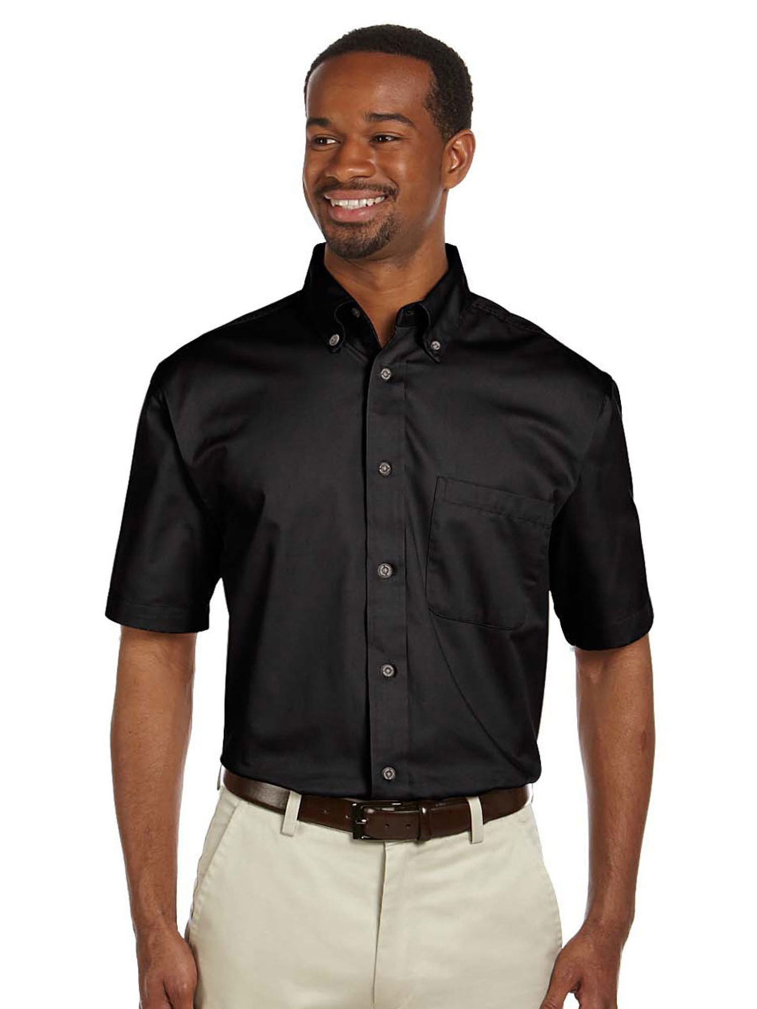 black dress shirt with black buttons