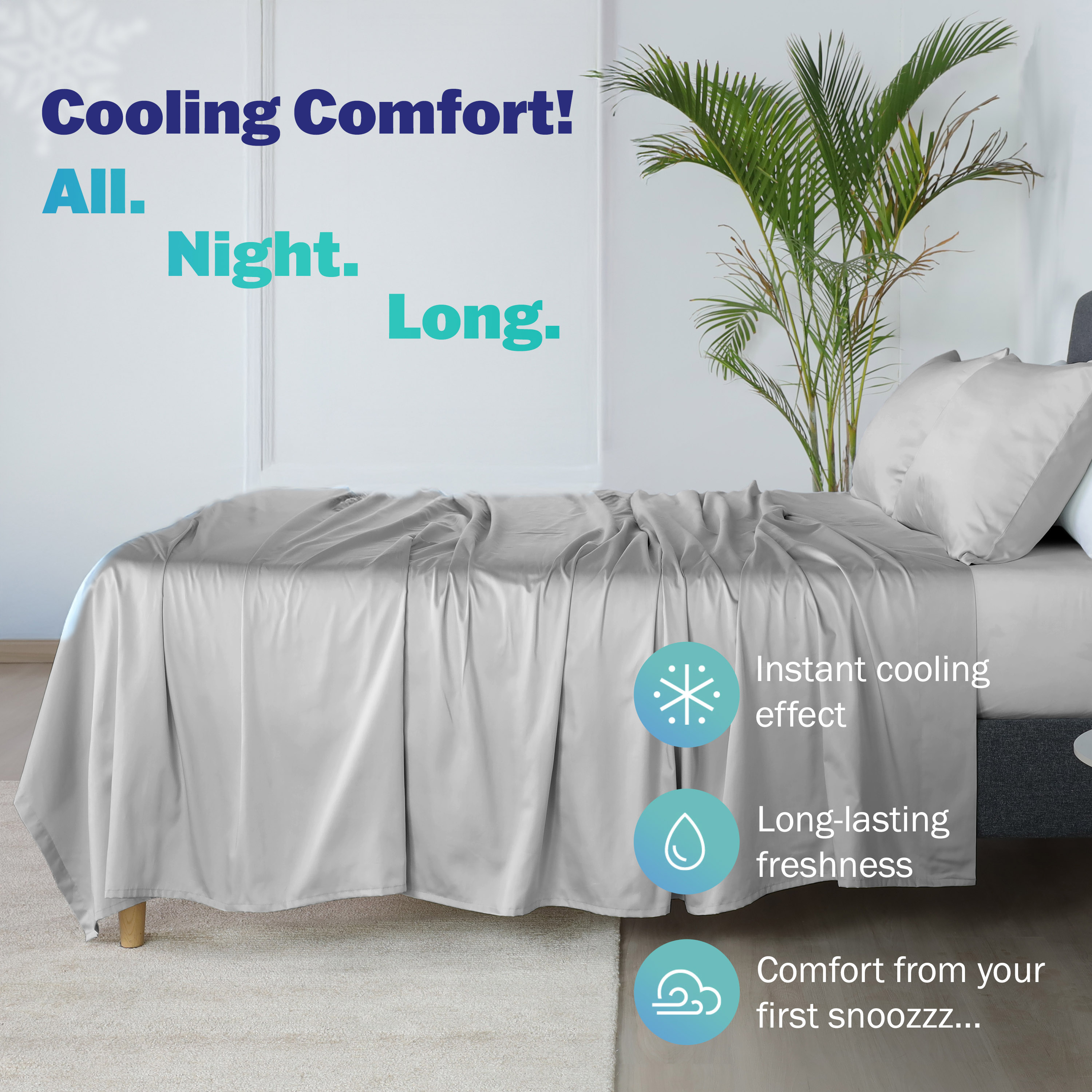 Martex brrr° King Cooling Sheet Set | 300TC Cotton Blend Triple Chill | Gray