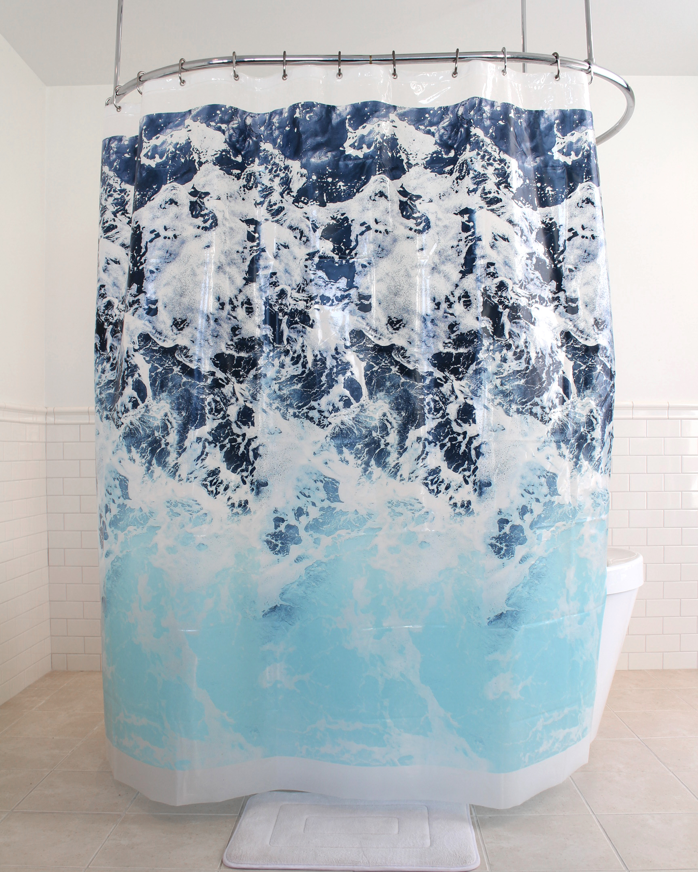 Splash Home Ocean PEVA Shower Curtain, 72" x 70", Blue