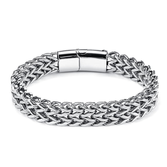 VOLALO Bracelet 14K White Gold Plated for Men 7 and a Half Inch