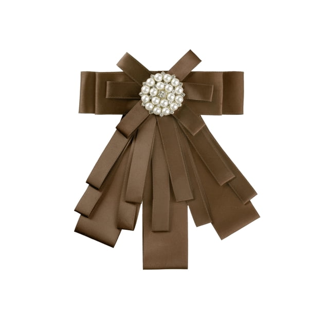 INSPIRE CHIC Broche de cinta para mujer, lazo, corbata, broches para bodas y fiestas, color café