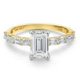thumbnail image 2 of Gem Stone King 14K Two Tone Gold IGI Certified White Lab Grown Diamond Engagement Ring for Women | 1.72 Cttw | Center Diamond Emerald Cut 1 Ct | D-E Color | VS1-VS2 Clarity | Size 6, 2 of 6