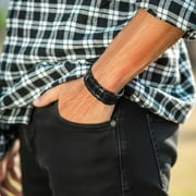 MagnetRX®Titanium Bracelet – Bracelets for Men – Premium Fold-over Clasp & Adjustable Length with Sizing Tool (Black)