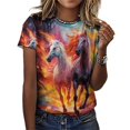 thumbnail image 3 of Cool Horse T-Shirt O Neck Retro Print Big Size T-Shirts Short Sleeve Tees Womens Pretty Design, 3 of 5