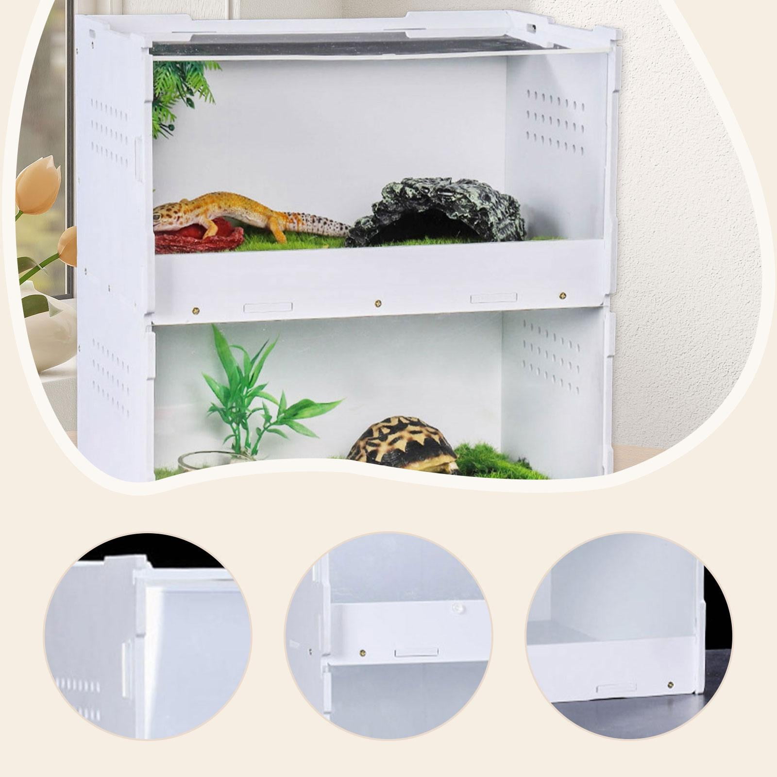 Bvdfgk Multi-Purpose Reptile Terrarium Tank, Reptile Feeder Box with Ventilation Holes, L