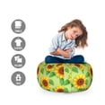 thumbnail image 2 of Floral Yellow Storage Toy Bag Chair, Sunflowers with Leaves Summer Vibes, Stuffed Animal Organizer Washable Bag, Small Size, Pistachio Green Redbrown, by Ambesonne, 2 of 3