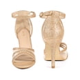 thumbnail image 5 of BLISSFUL STEP Glitter Ankle Strap Stiletto Heels Sandals for Women Rose Gold 8.5, 5 of 6