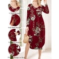 thumbnail image 2 of Avidlove Womens Long Sleeve Nightgown Floral V Neck Nightshirts Sleepwear with Pockets, 2 of 5