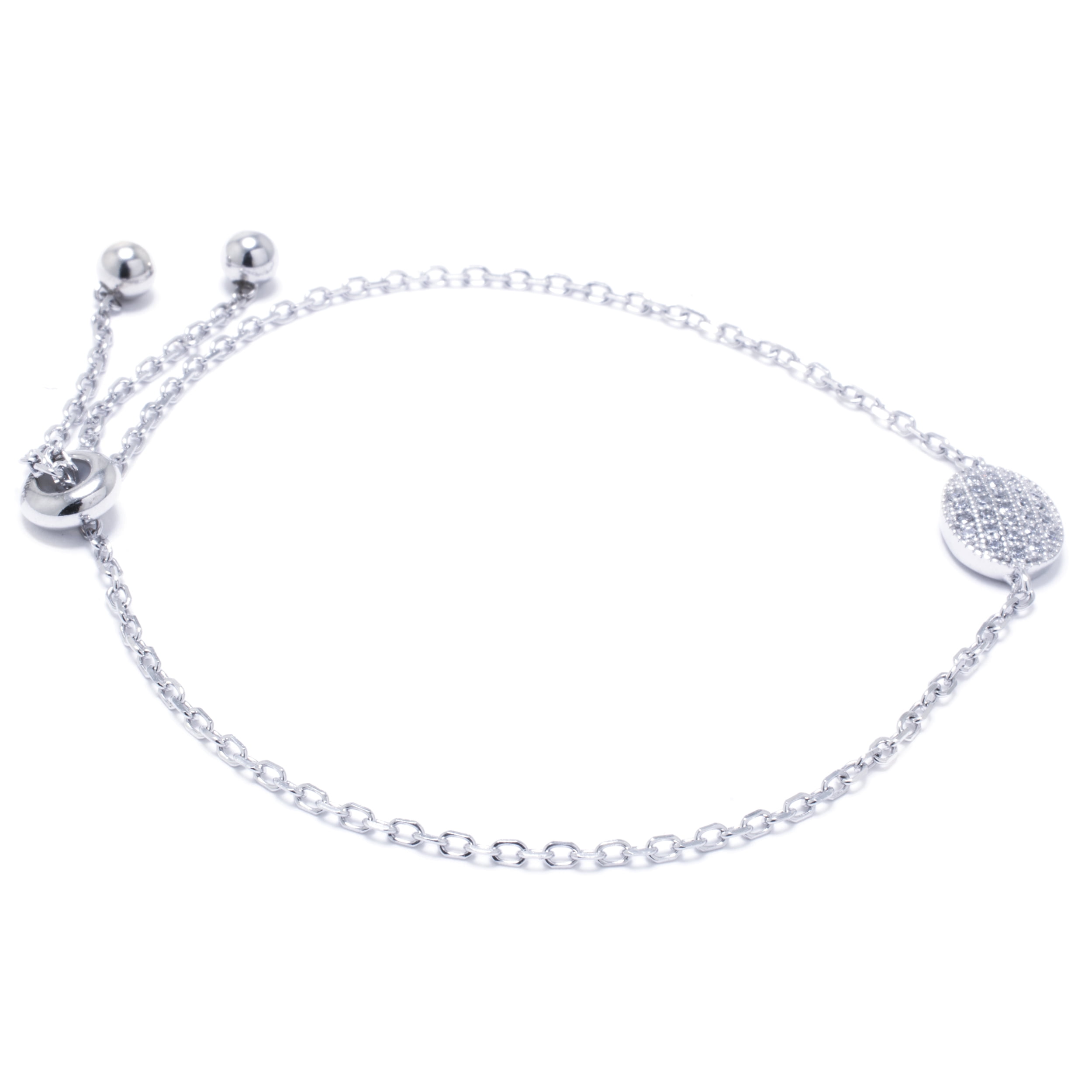 Marisol & Poppy CZ Adjustable Bolo Bracelet in Sterling