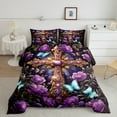 thumbnail image 2 of Manfei Christian Cross 2pcs Bedding Comforter Set,Butterfly Flower Twin Comforter Sets,Happy Easter Breathable Bedding Set,Microfiber Teens Bedroom Decor,Reversible, 2 of 8