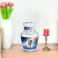 thumbnail image 7 of JAGASY Tiger Keepsake Urns for Human Ashes Adult Female, Blue Small Urns for Human Ashes, Water & Cloudy Sky Decorative Urn, Burial Mini Urn for Brother & Sister, (3 Inch), 7 of 7