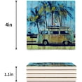 thumbnail image 3 of ZHANZZK Tropical Beautiful Beach Rustic Bus Palm Tree Set of 4 Coaster for Drinks, Absorbent Ceramic Stone Coasters Cup Mat with Cork Base for Home Kitchen Room Coffee Table Bar Decor, 3 of 4